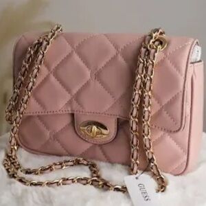 Guess Blush Quilted Chain Shoulder Bag